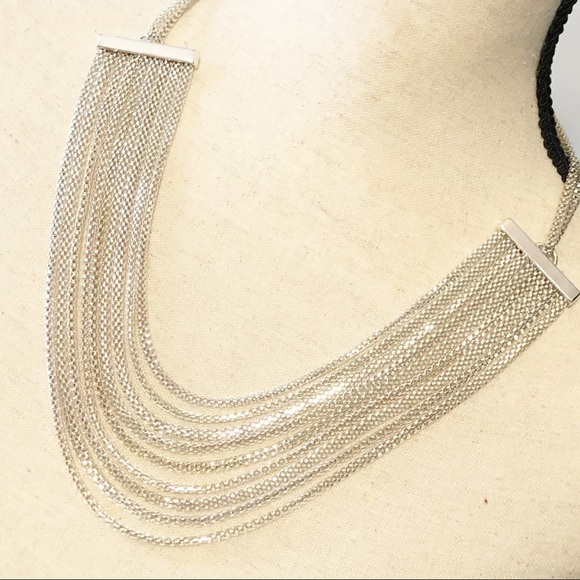 Bohemian Multi Tiered Strand Silver Metal Necklace - Picture 1 of 4